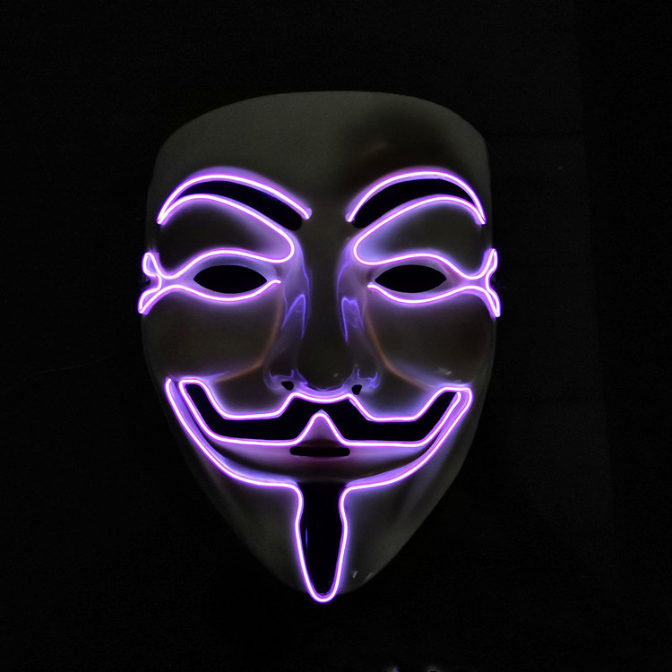 Klappe chokolade boks V For Vendetta Mask Purple LED | Mask Kingdom