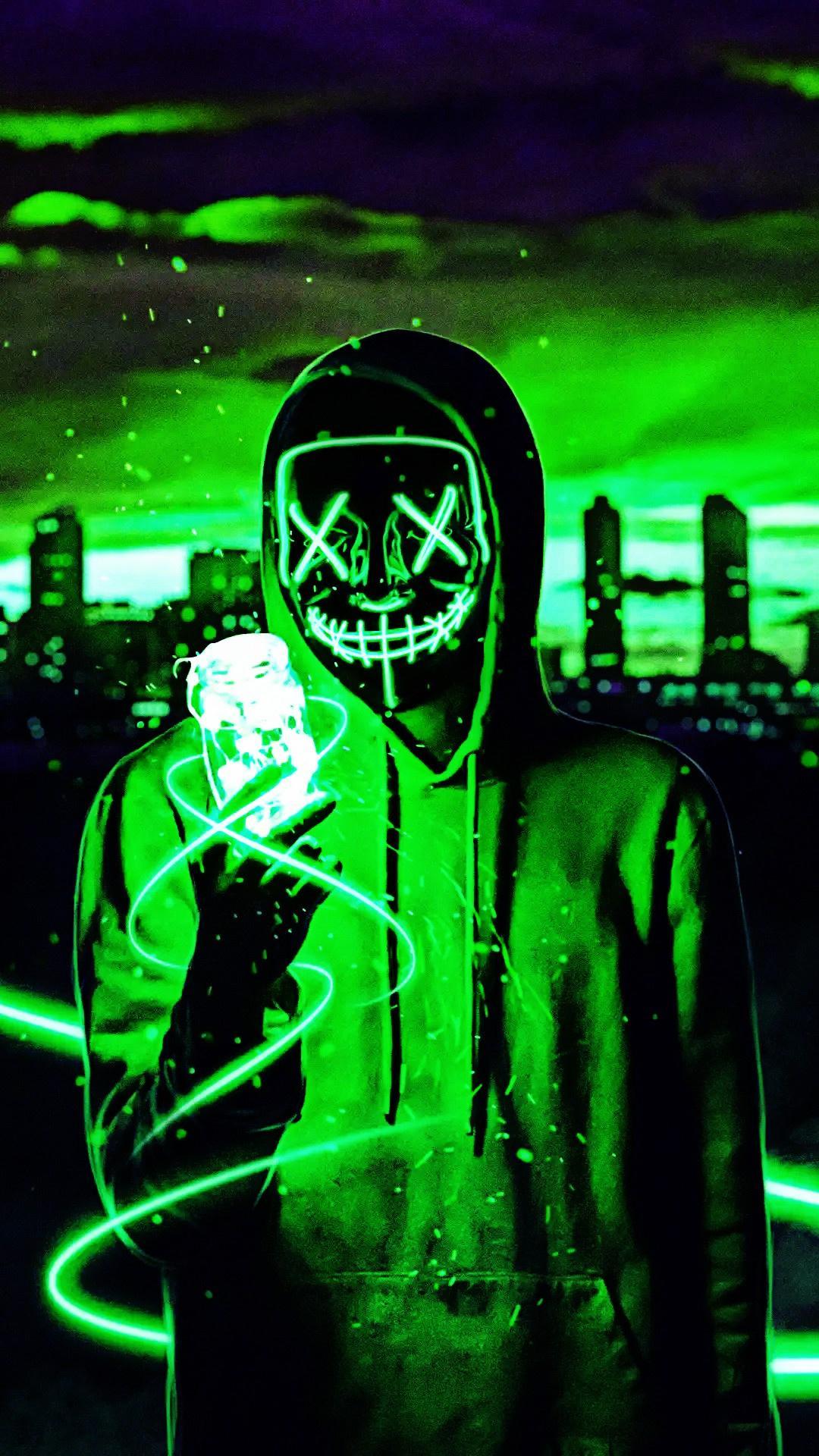 LED Mask Green | Mask Kingdom