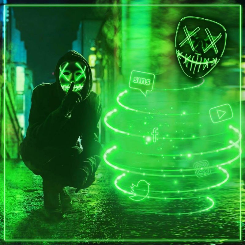 halloween green led purge mask