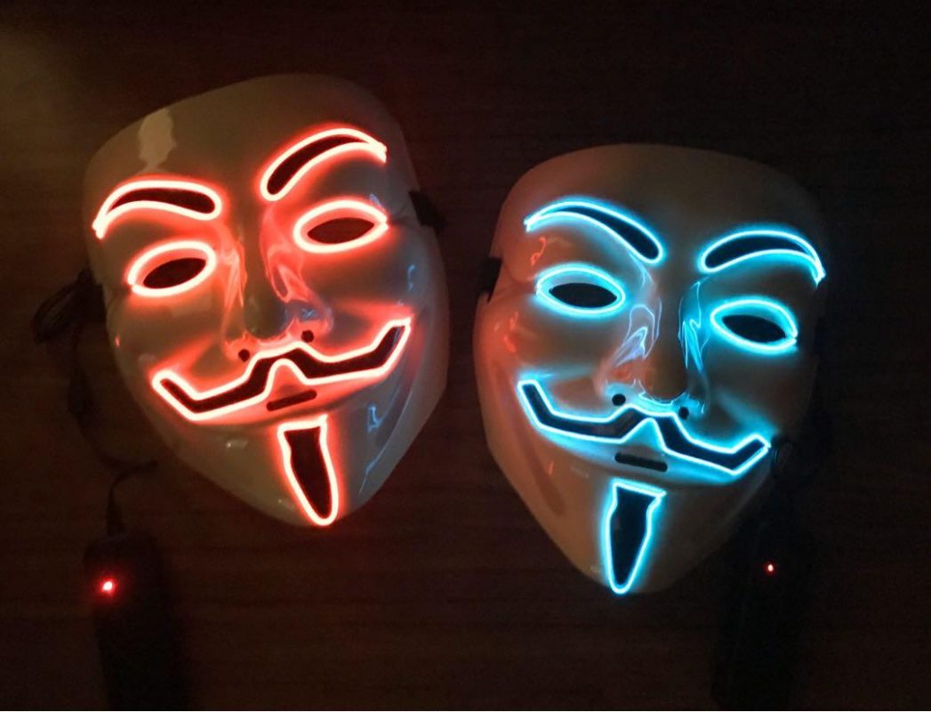 orange led v vendetta mask with remotte controler