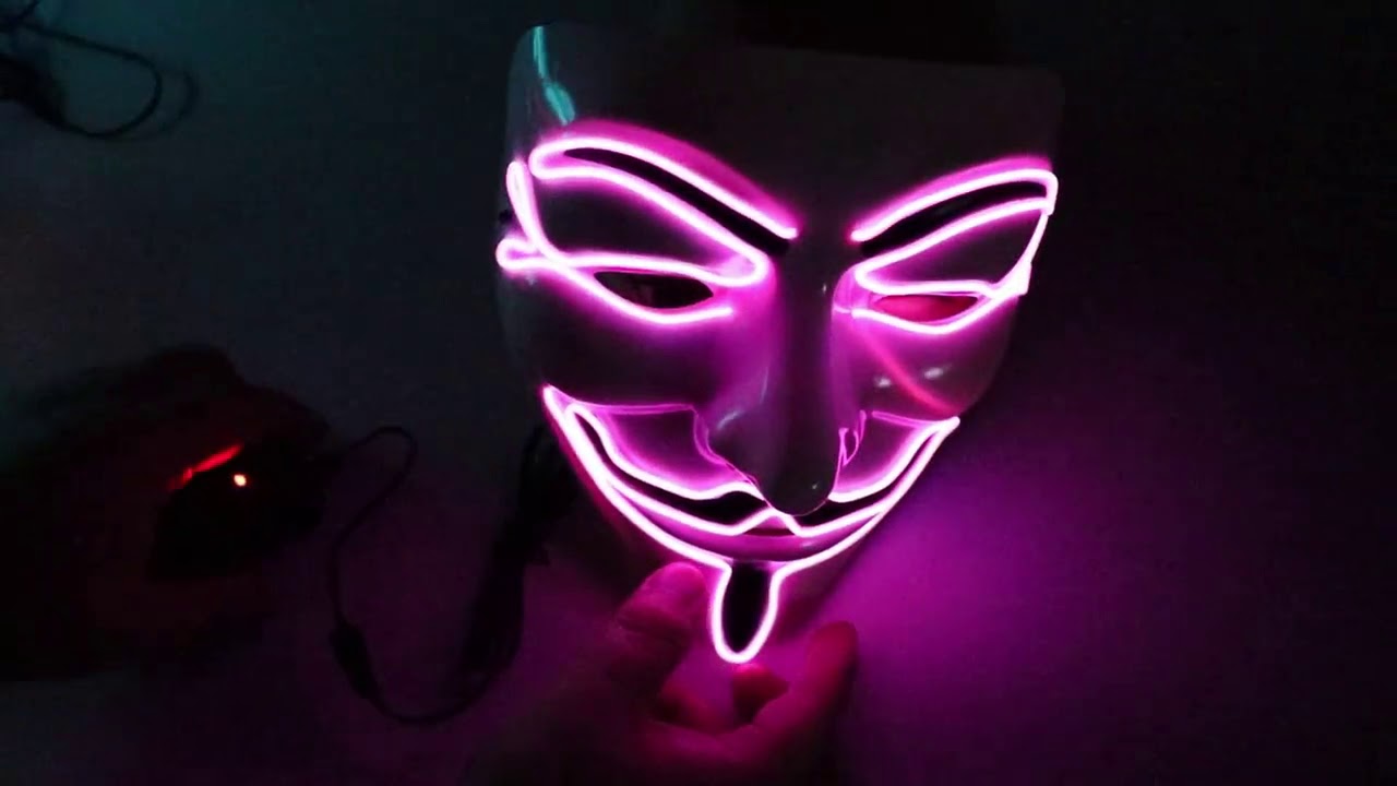 v for vendetta mask costume purple lights