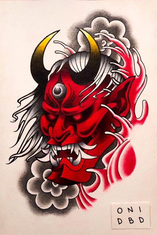 draw of a oni mask