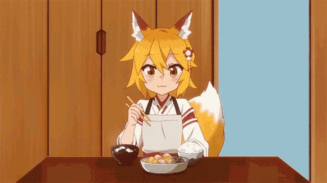 kitsune is eating
