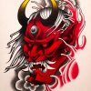 oni red face drawing